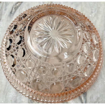 Bowl 8x8x2.5" Pink Dewdrop Tiara ExclusivesFooted Glass Serving Dish VTG