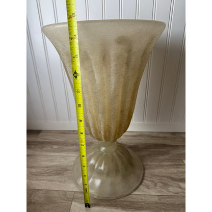 Murano Vase Glass Trumpet Fluted Aventurine 14.5x9.5 Vintage