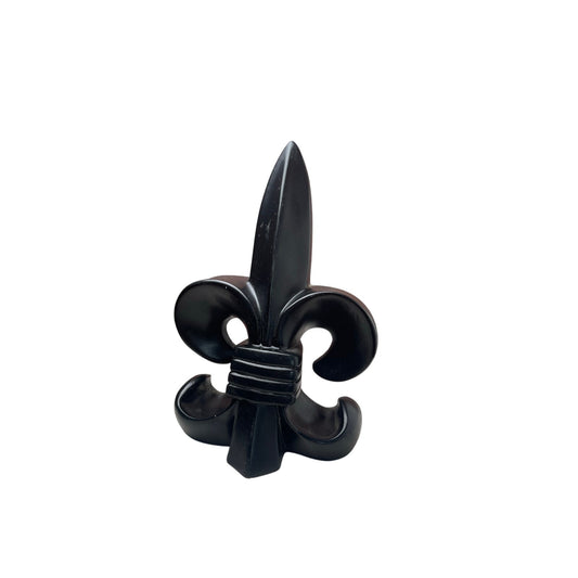 Fleur De Lis Heavy Ceramic Statue Matte Black New Orleans NOLA VTG MCM