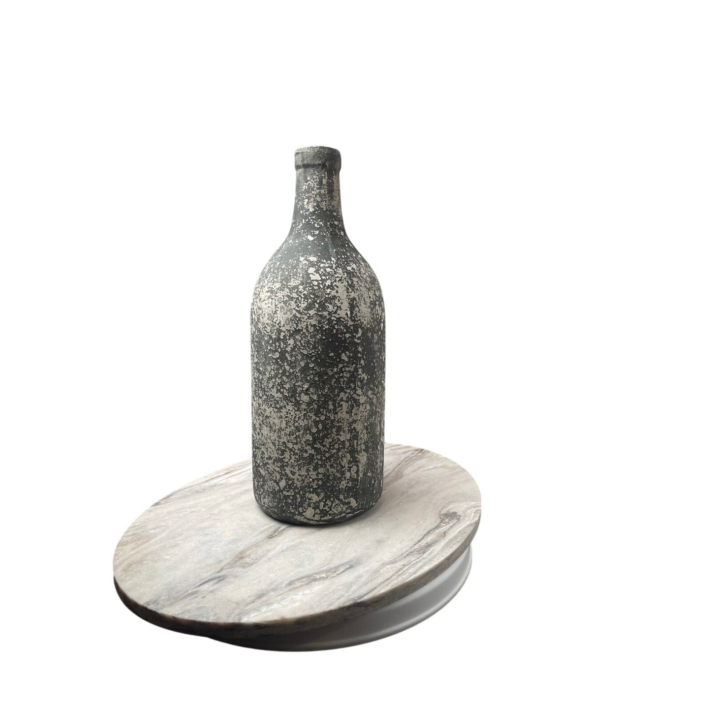 Bottle Vase, Heavy Ceramic Texture, Rustic Farmhouse, Distressed Stone Look