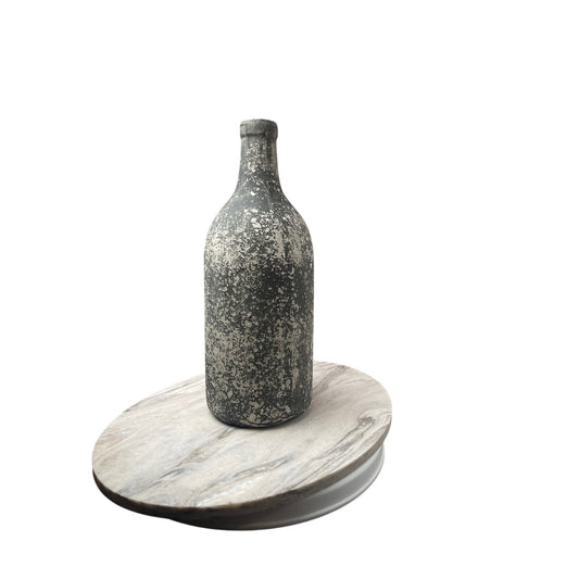 Bottle Vase, Heavy Ceramic Texture, Rustic Farmhouse, Distressed Stone Look