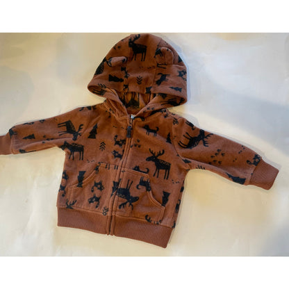 Mac & Moon Carter’s Lot 3 Baby Boy Hoodies Green Dino Quilted Moose 0-3M