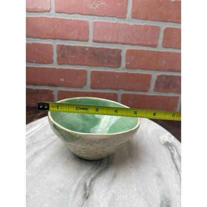 Bowl Studio Pottery Serotonin Molecule Mark Green Celadon Speckled Stoneware 6"