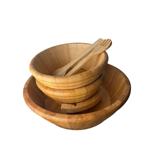 Stafford by Strata Group Wooden Salad Bowl Set Beehive 16 Inch Complete Set 1986