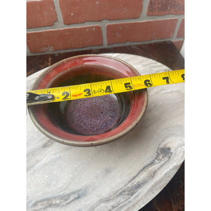 Bowl Pottery Signed Studio Art Oxblood Crystalline Glaze Potter 5.5" Stoneware