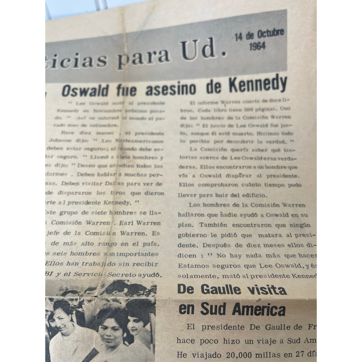 Noticias para Ud Oct 14 1964 Oswald Kennedy JFK Newspaper Spanish VTG History