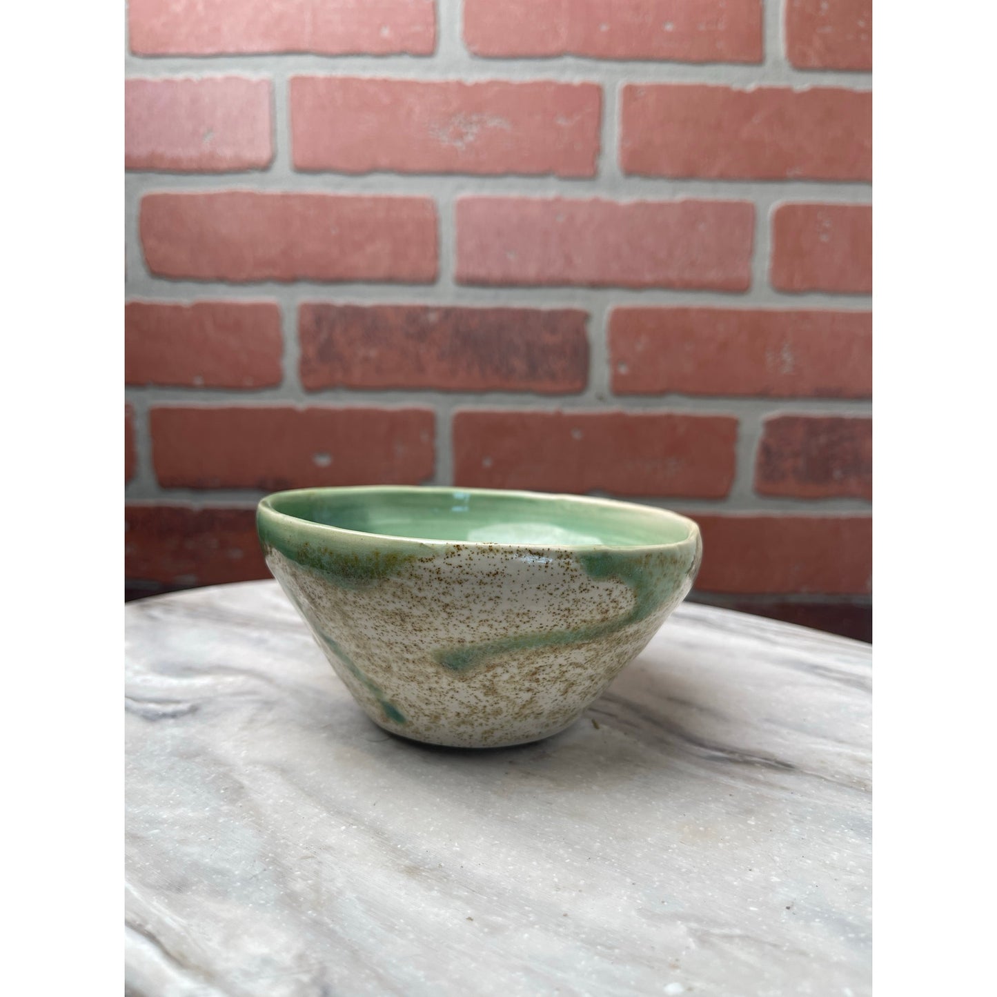 Bowl Studio Pottery Serotonin Molecule Mark Green Celadon Speckled Stoneware 6"