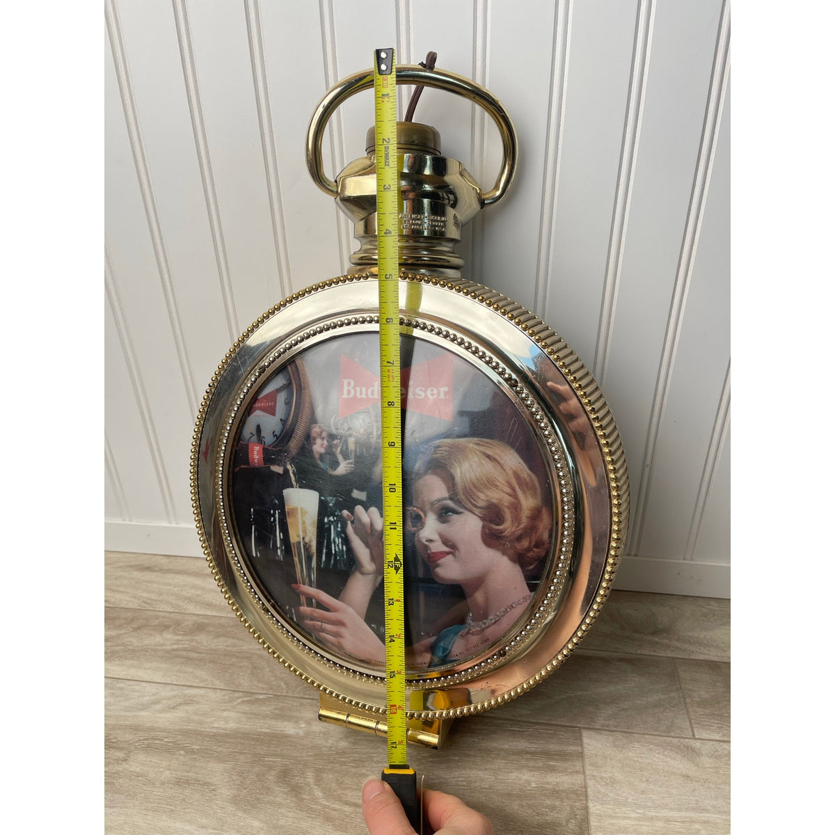 Budweiser Vintage Rotating Pocket Watch Lighted Beer Sign Working Anheuser Busch