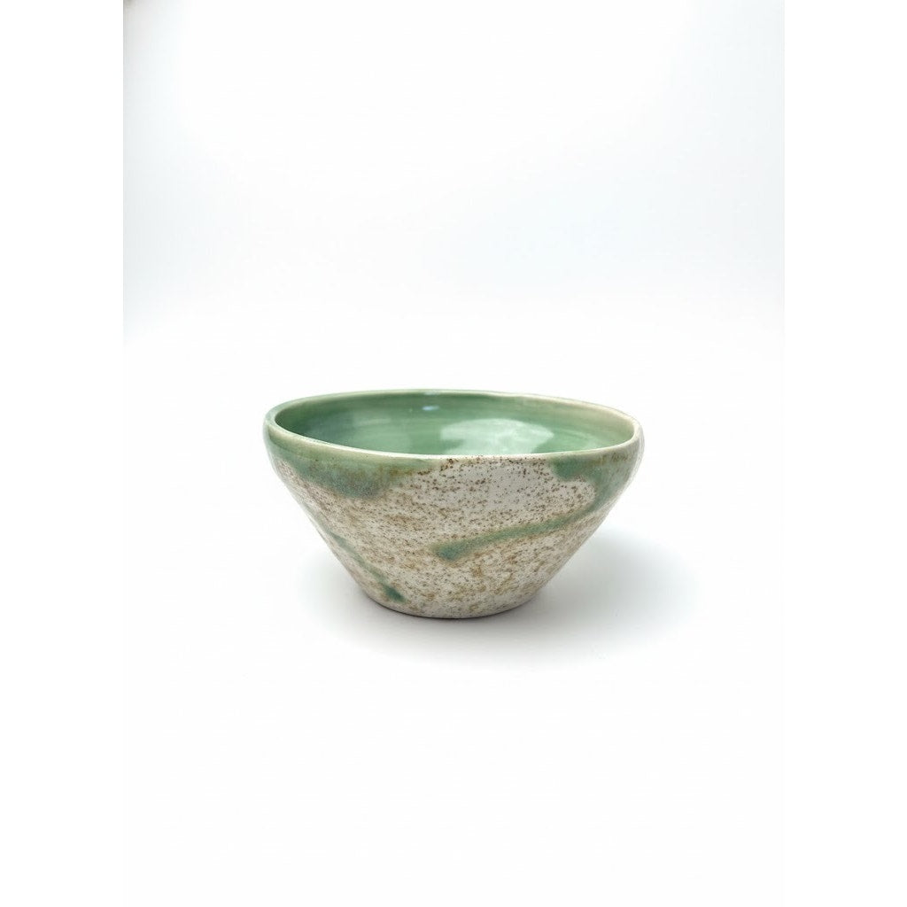 Bowl Studio Pottery Serotonin Molecule Mark Green Celadon Speckled Stoneware 6"