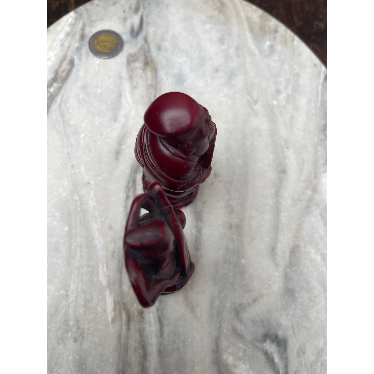 Figurines Chinese Wise Men Musicians Faux Cinnabar Resin Red Asian Decor VTG