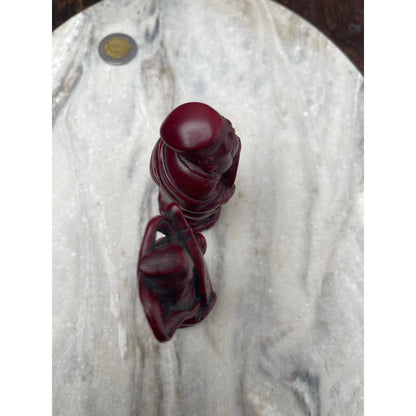 Figurines Chinese Wise Men Musicians Faux Cinnabar Resin Red Asian Decor VTG