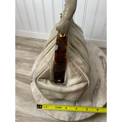 Handbag Leather Lucite Frame Elbief England WHT Etra VTG 80-60s