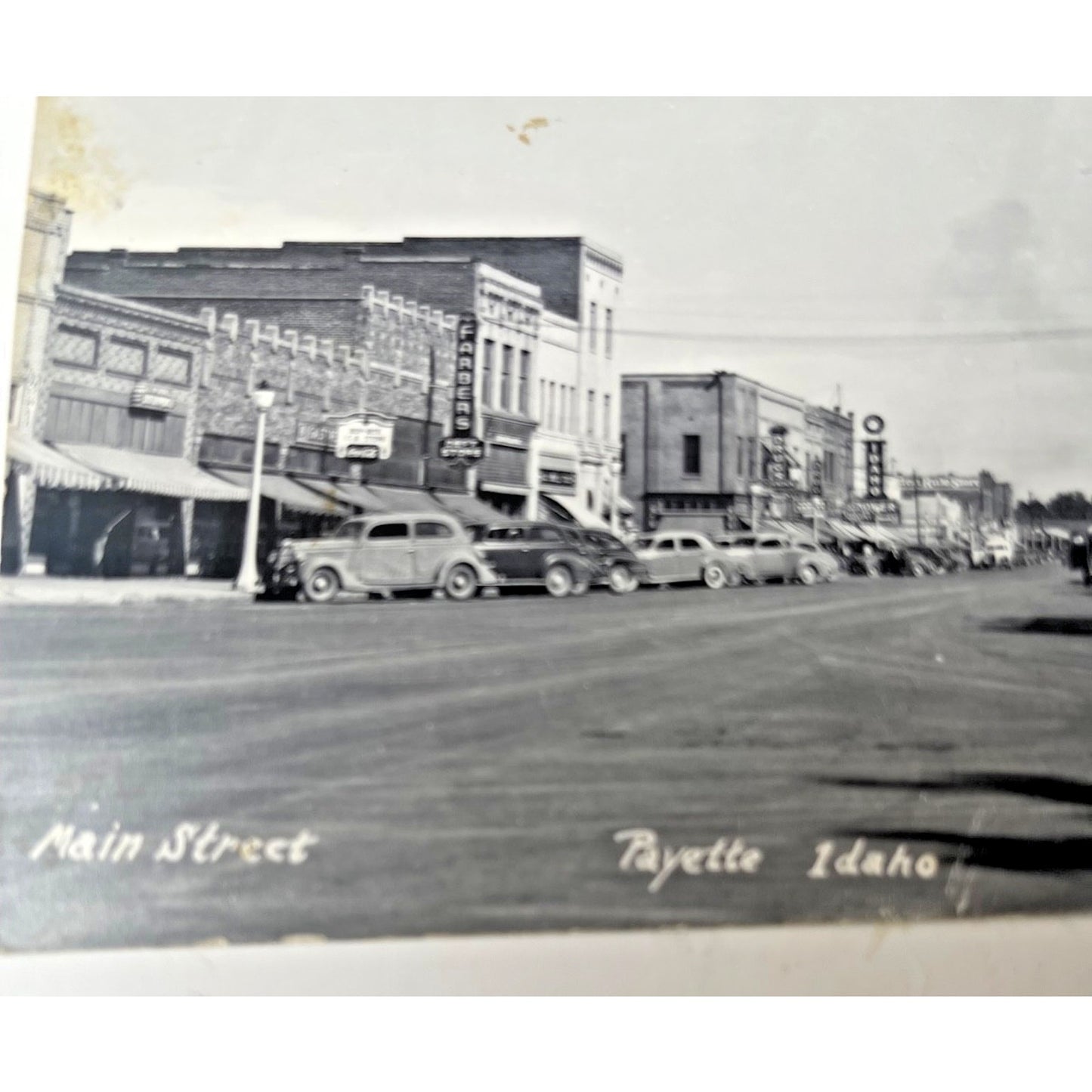 Payette Idaho RPPC Real Photo Postcard Main Street Antique Cars 1930s 1940s Topo