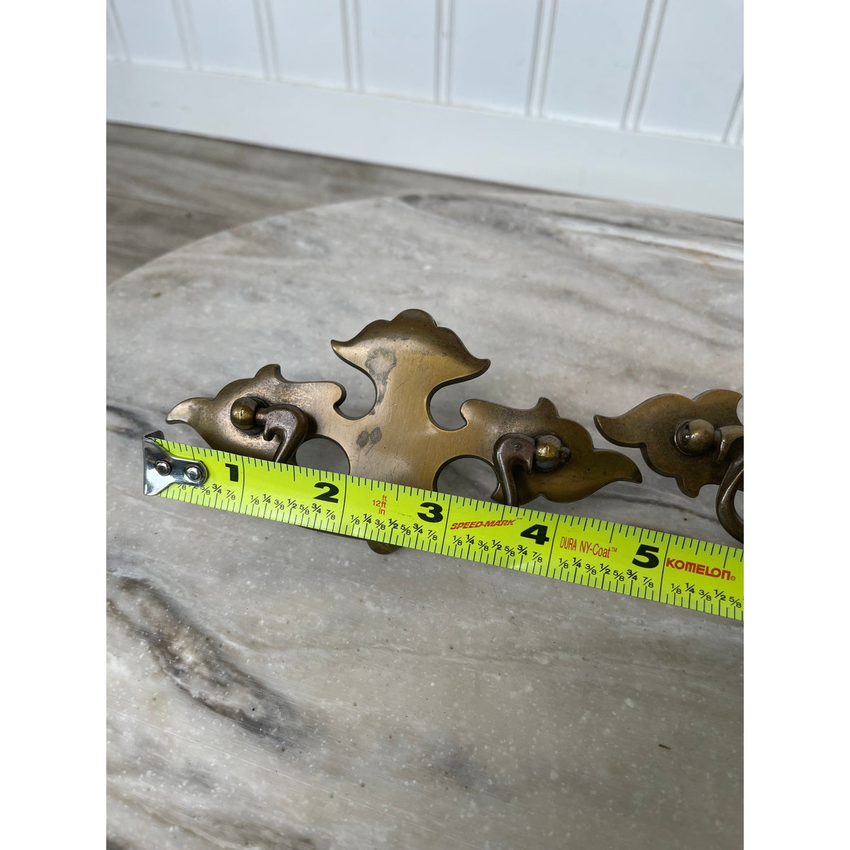 National Lock Co Vintage Chippendale Batwing Brass Drawer Pulls Set of 2 Used 3"