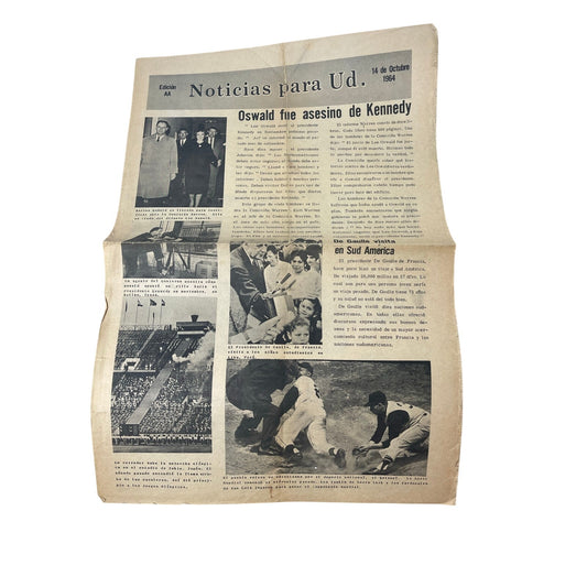Noticias para Ud Oct 14 1964 Oswald Kennedy JFK Newspaper Spanish VTG History