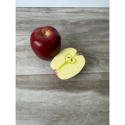 Apple Red Delicious Faux Whole and Half Slice Realistic Decor Used Realistic