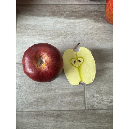 Apple Red Delicious Faux Whole and Half Slice Realistic Decor Used Realistic