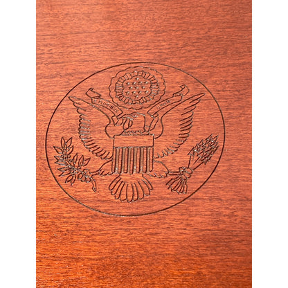 Coin Display Box US Mint Olympic Wood  Great Seal Eagle 2-Tray Mahogany VTG Case