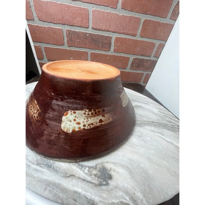 Bowl Red Brown Terracotta Signed M. Caskey Studio Art Pottery Splatter 9x3 VTG