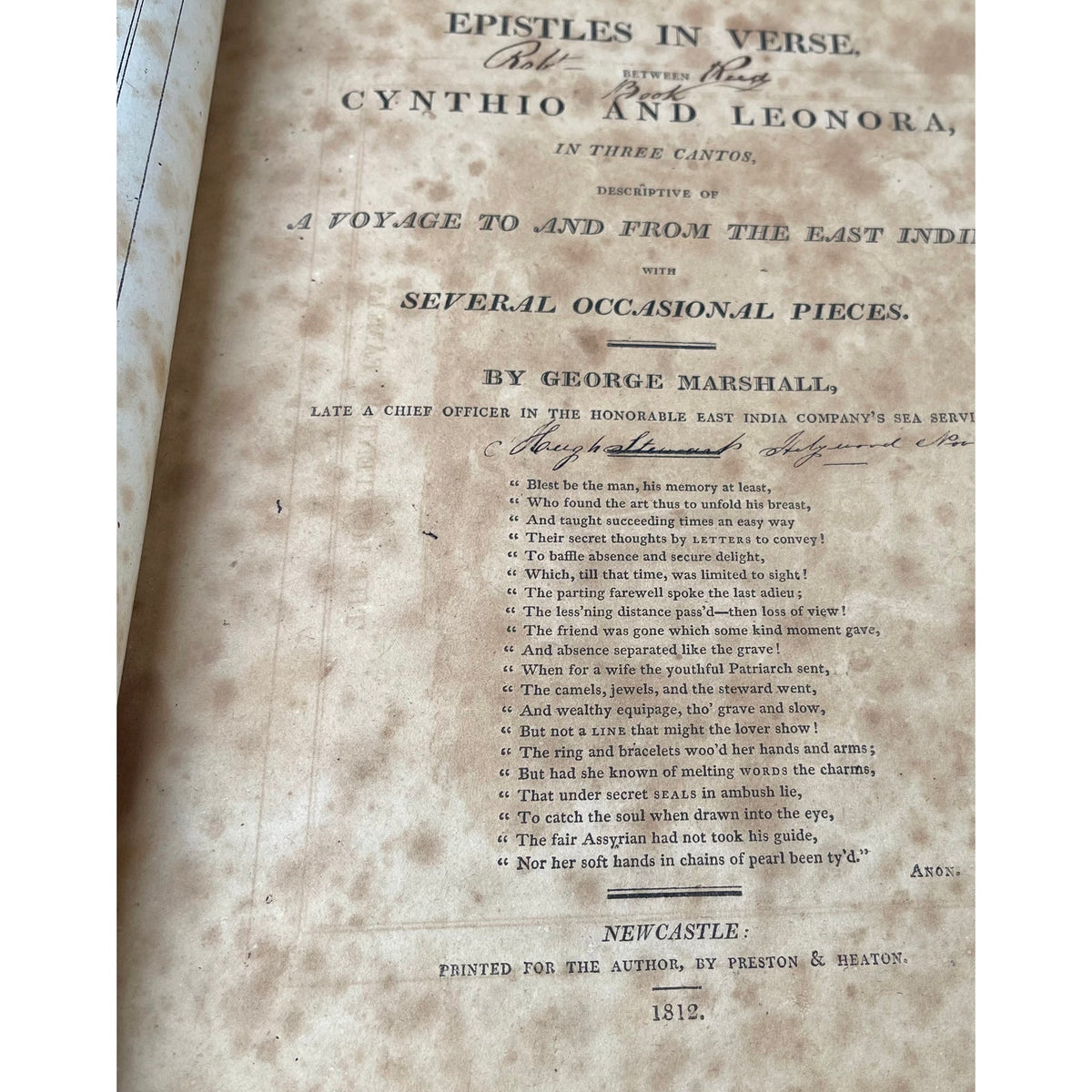 George Marshall Epistles in Verse Wood Engravings 1812 Newcastle Binding Antique