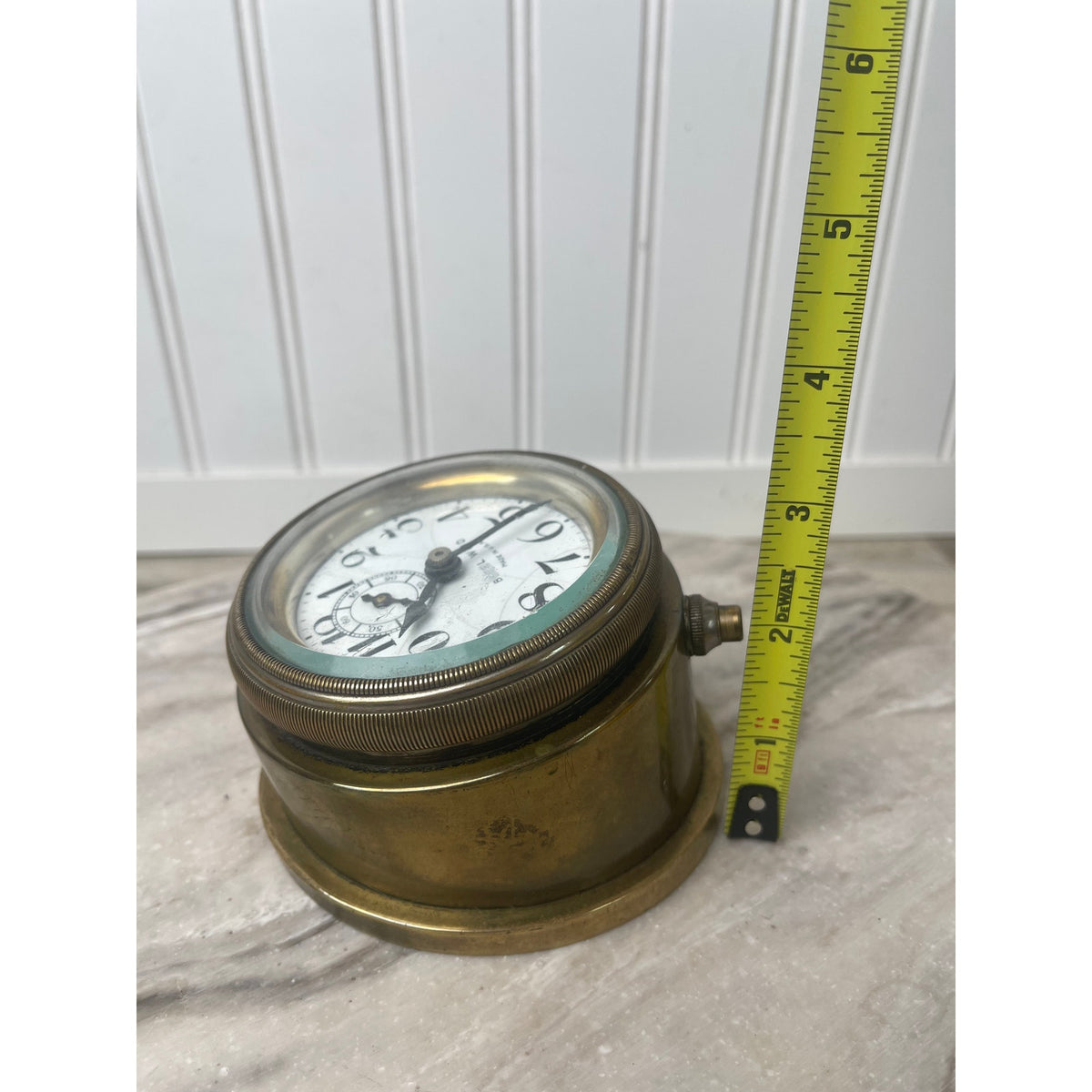 8-Day Bezel Wind Dash Clock Brass Up/Down Indicator Works Vintage 1920s