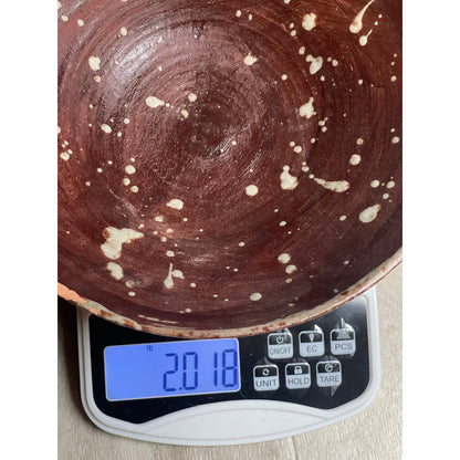 Bowl Red Brown Terracotta Signed M. Caskey Studio Art Pottery Splatter 9x3 VTG