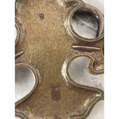 National Lock Co Vintage Chippendale Batwing Brass Drawer Pulls Set of 2 Used 3"