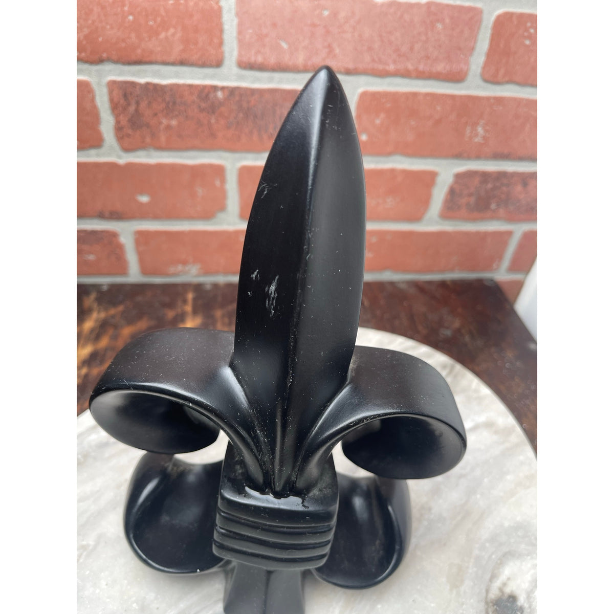 Fleur De Lis Heavy Ceramic Statue Matte Black New Orleans NOLA VTG MCM