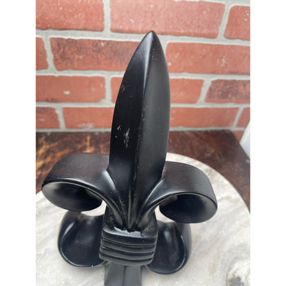 Fleur De Lis Heavy Ceramic Statue Matte Black New Orleans NOLA VTG MCM
