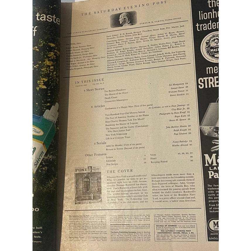 Saturday Evening Post August 27 60' Norman Rockwell Window Washer Art Linkletter