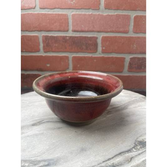 Bowl Pottery Signed Studio Art Oxblood Crystalline Glaze Potter 5.5" Stoneware
